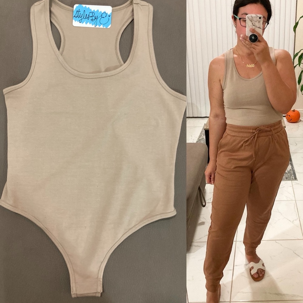 Taupe Mocha racer back bodysuit